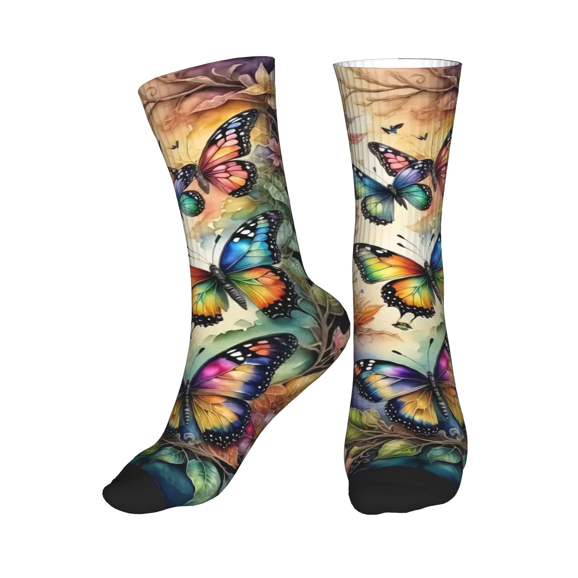 Dress Sock Men - جوارب رجالية ونسائية ملونة بتصميم الفراشات