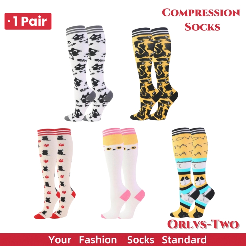 1 Pair Cute Cat Compression So - مراجعة Compression Sock Medical وسعره